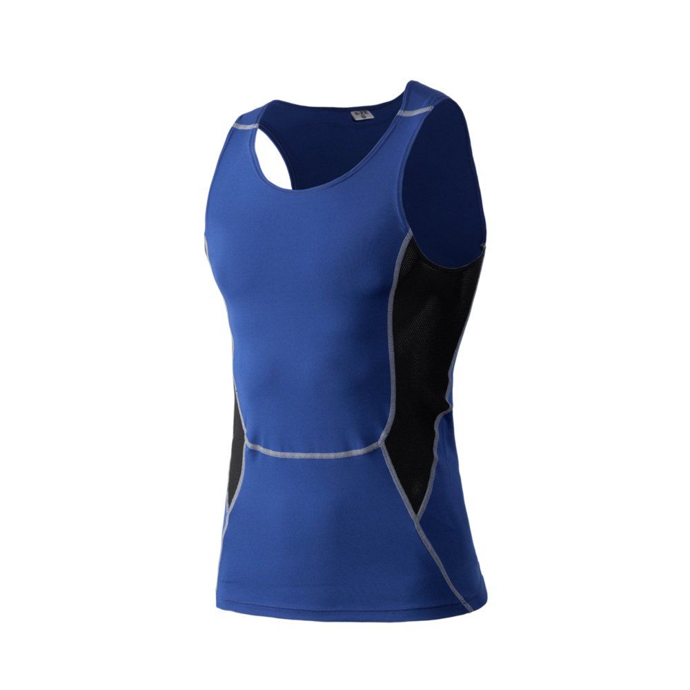 

Men's Skinny PRO Exercise Vest Elastic Sweat Dry Vest, Blue