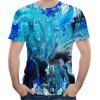 2018 nouveau mode t-shirt court impression 3D occasionnel mâle - Bleu Océan 3XL