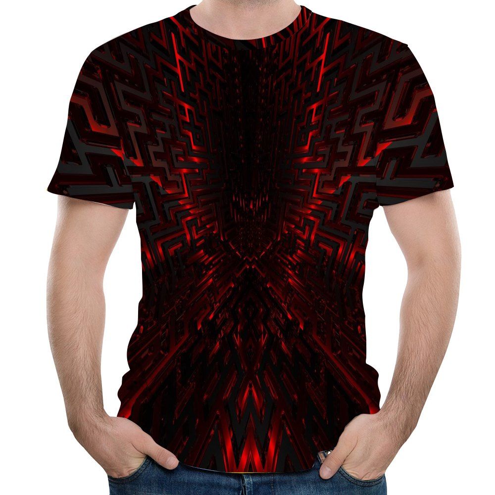 

New Fashion Great Wall Lattice 3D Printed Men's Short Sleeve T-shirt, Deep brown