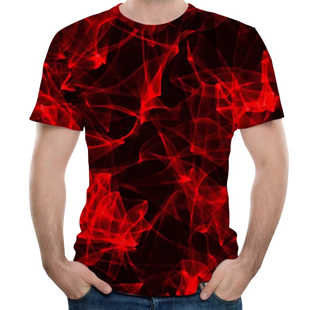 [17% OFF] 2021 New Casual Fashion Red Silk 3D Printed Men's Short ...