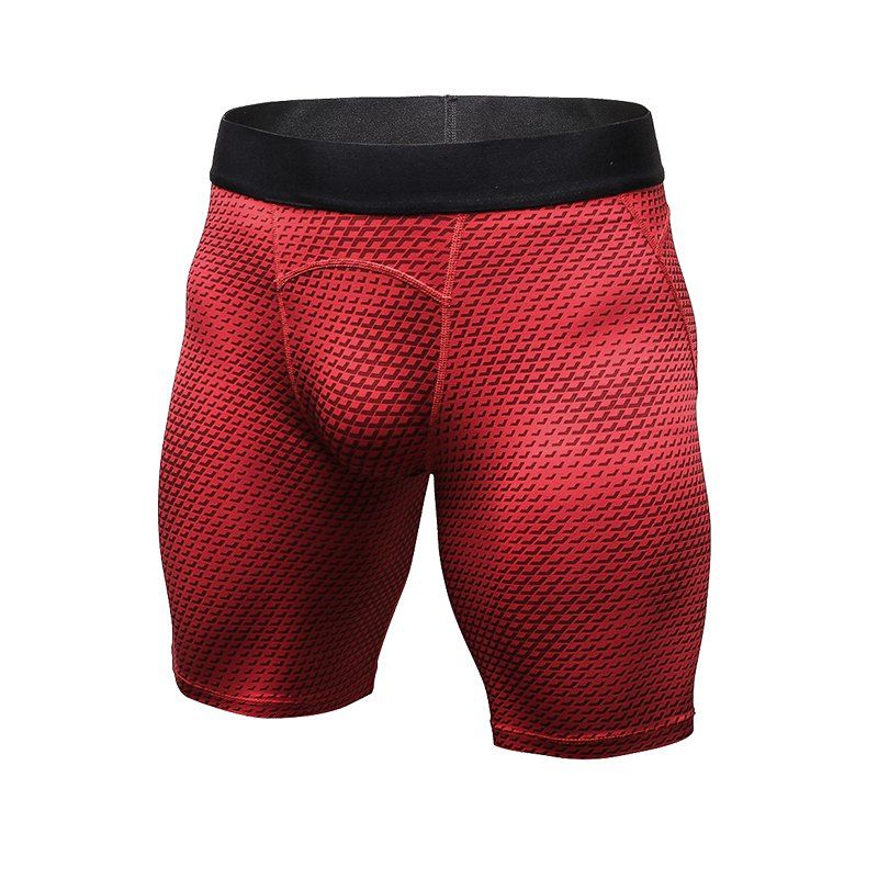 

Quickly Dry Gym Sport Train Men'S Jogging Compression Tight Running Short, Red