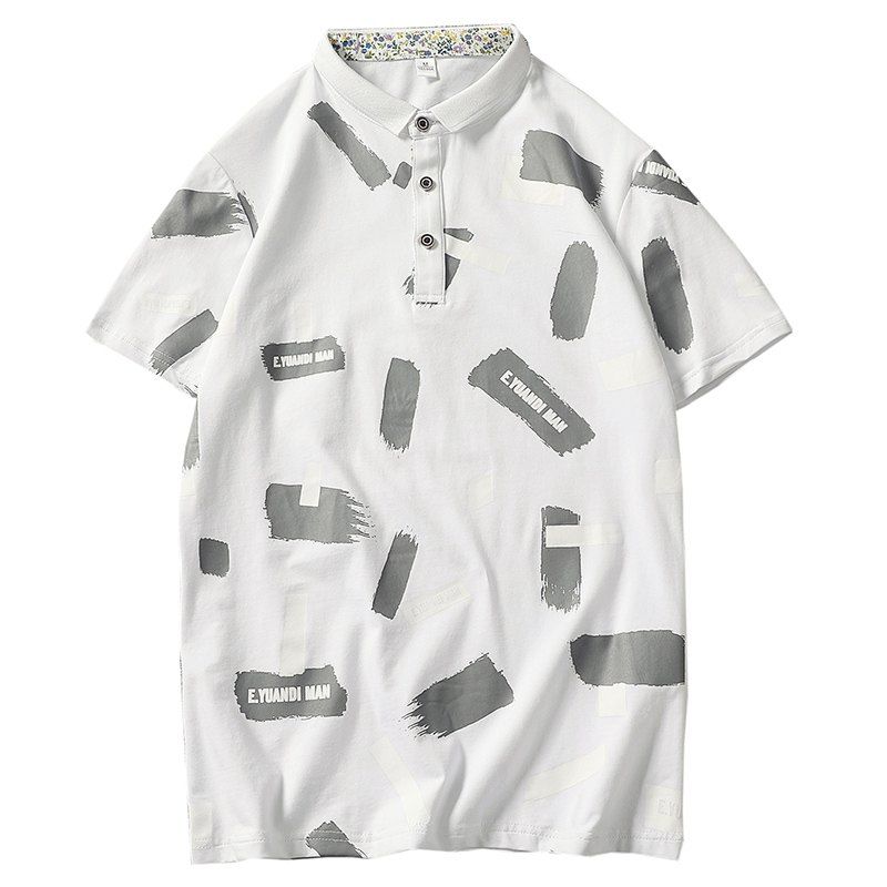 

Men Graffiti Short Sleeve Polo Shirt, Milk white