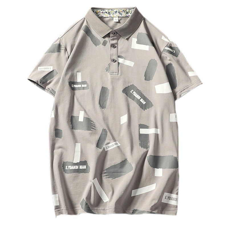 

Men Graffiti Short Sleeve Polo Shirt, Gray