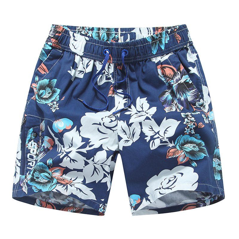 

Men's Colorful Flower Print Swim Trunks Beach Shorts, Multi-a