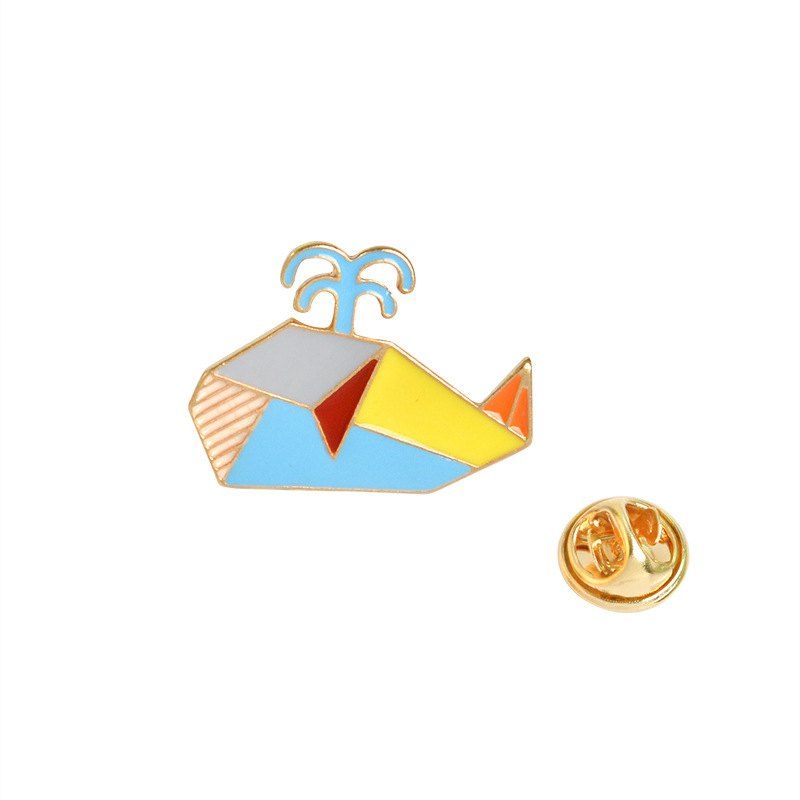 

Creative Geometric Lines Colorful Animals Whale Brooches Accessories, Multi