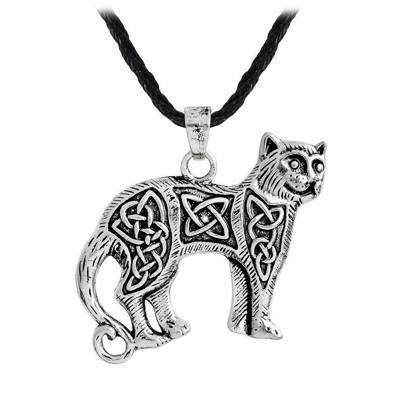 

Men's Animal Cat Pendant Necklace Kettl Cool Fashion, Silver