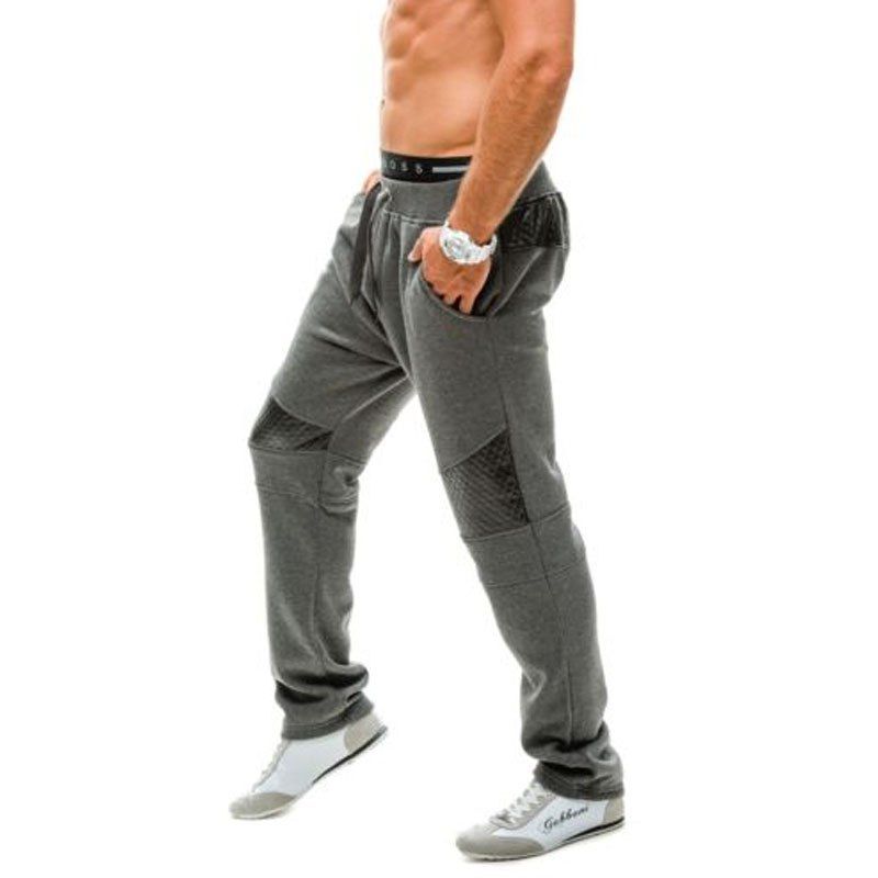 

New Men's Fashion Plaid Patchwork Casual Pants, Dark gray