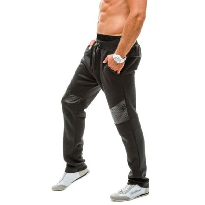 

New Men's Fashion Plaid Patchwork Casual Pants, Black