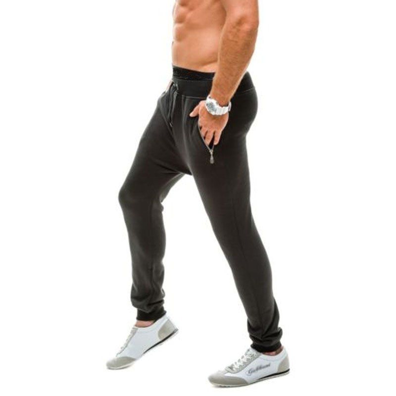 

New Men's Fashion Simple Bag Zipper Design Casual Pants, Black