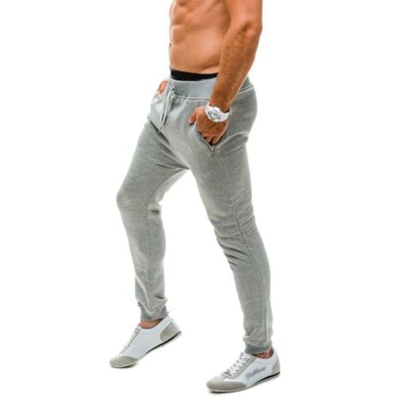 

New Men's Fashion Simple Bag Zipper Design Casual Pants, Light gray