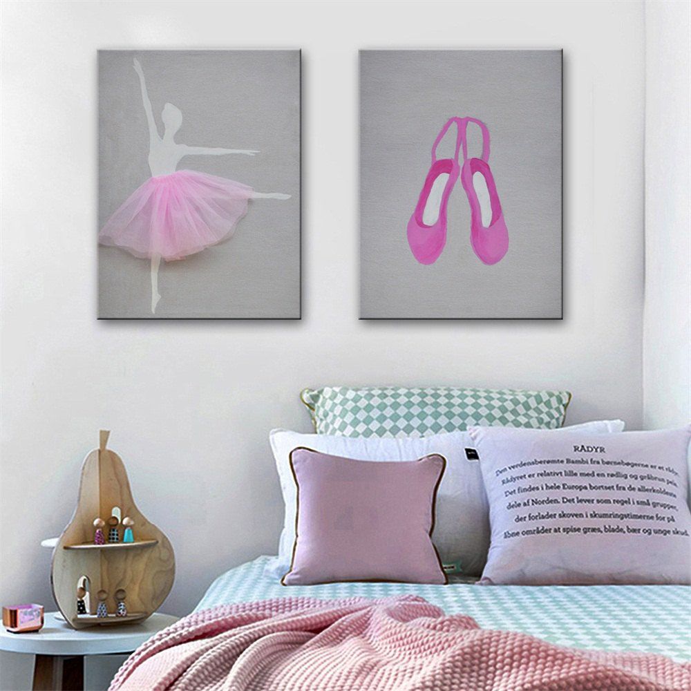 

Special Design Frameless Paintings Ballet Shoes Print 2PCS, Multi