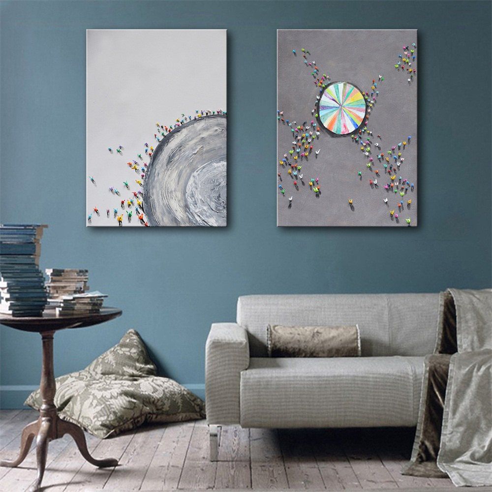 

Special Design Frameless Paintings Rotate Print 2PCS, Multi