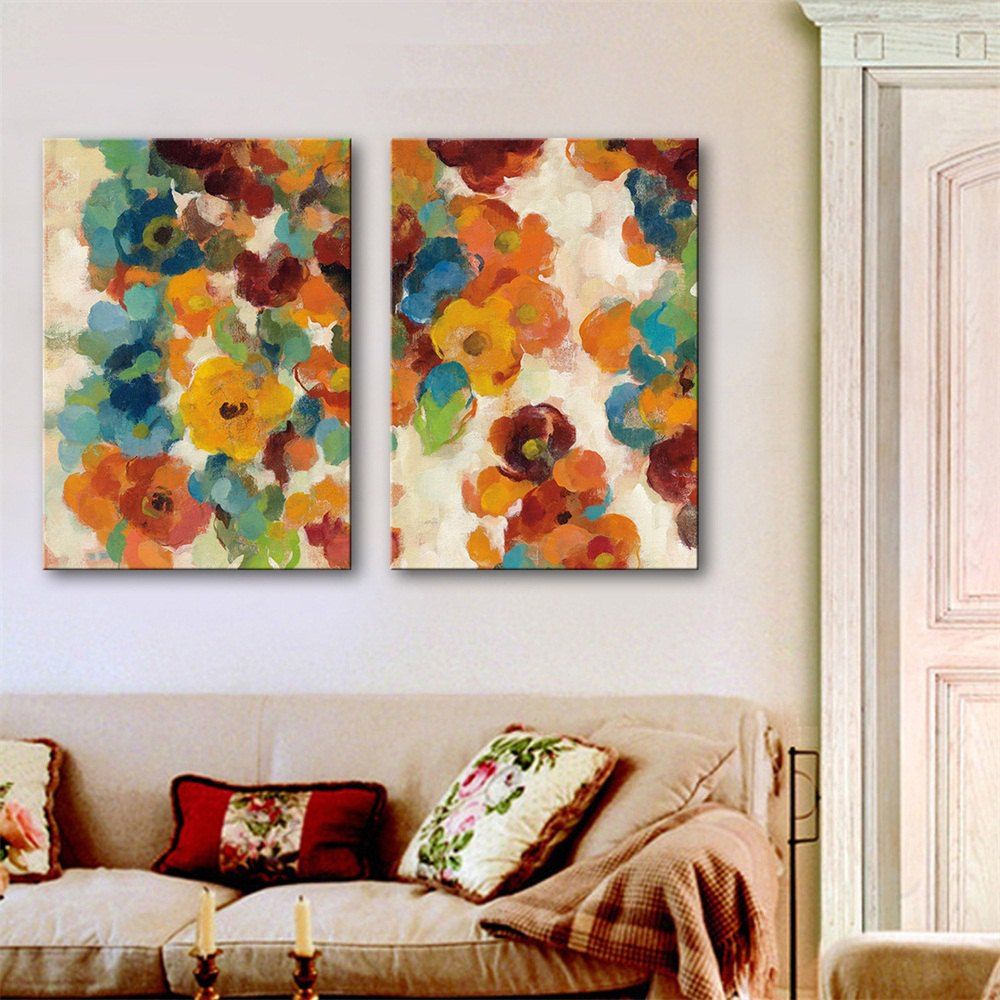 

Special Design Frameless Paintings Colourful Flowers Print 2PCS, Multi