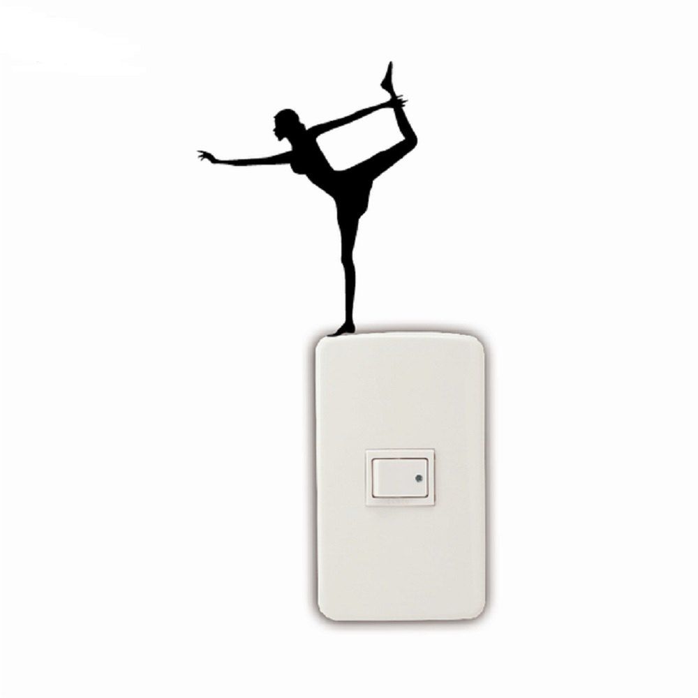 

Yoga Ballet Dancer Gymnastics Light Switch Decal Home Decor Vinyl Wall Sticker, Black