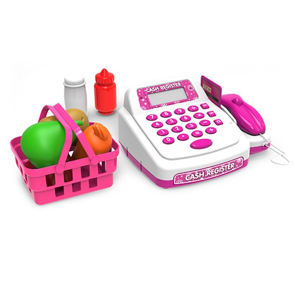 

Children Simulation Multi-function Cash Register Toy Set, Rose red