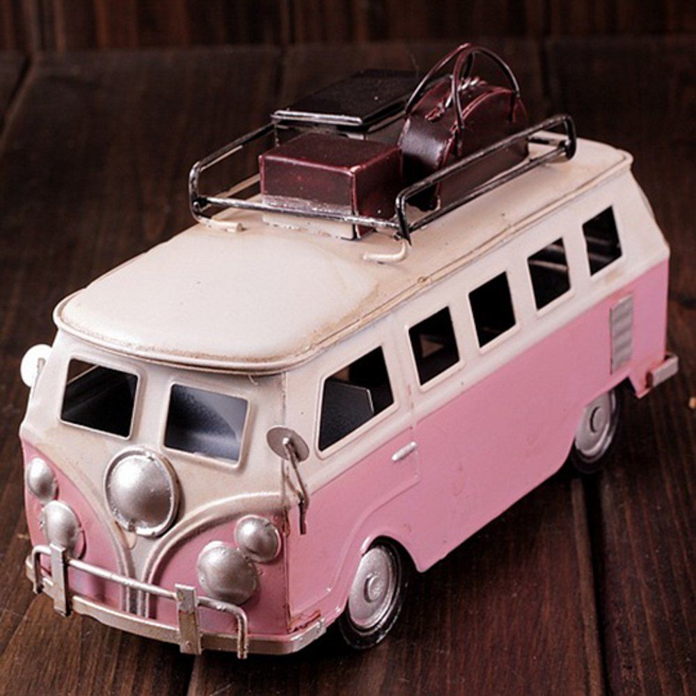 

WX-A40-8643 Desktop Decoration Vintage Iron Bus, Pink