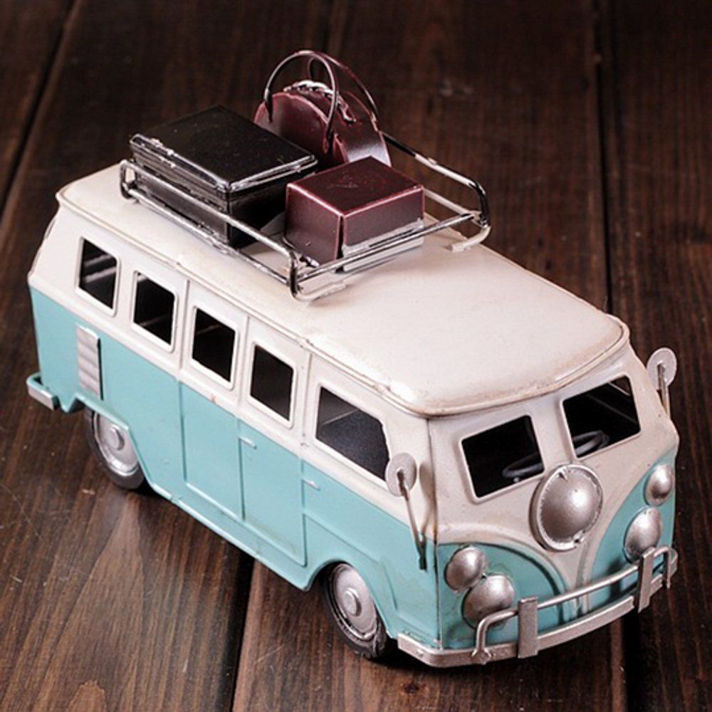

WX-A40-8643 Desktop Decoration Vintage Iron Bus, Blue