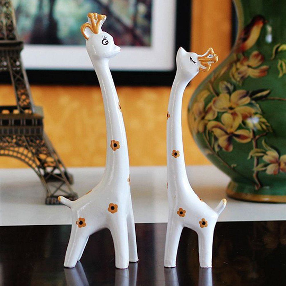 

WX-C26-13022 Animal Home Couple Deer Crafts Ornament, White