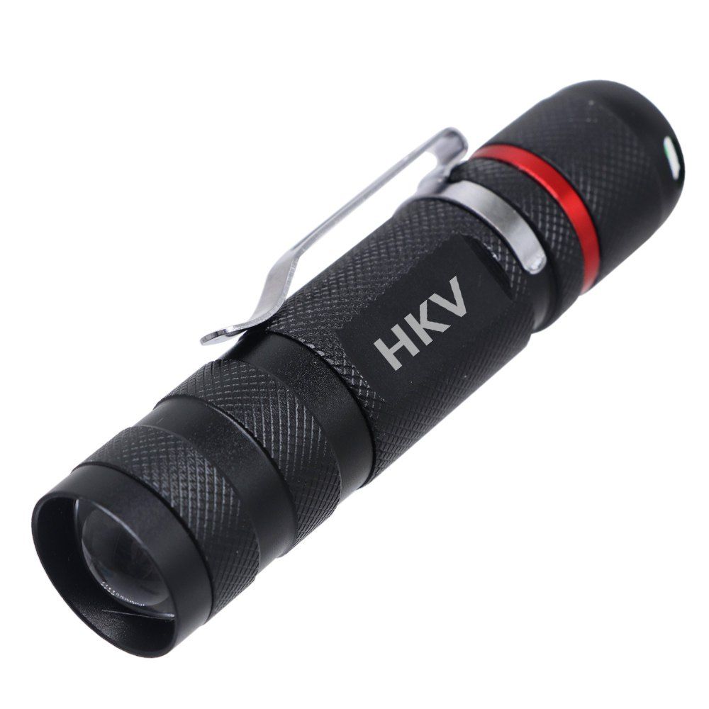 

HKV Mini Flashlight LED Torch AA Adjustable Focus Zoom Flash Light Torch, Cool white