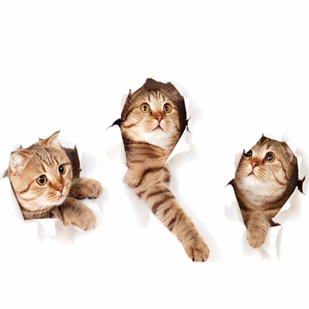 

Cartoon Animal Children Kitten Wall Stickers 3D Decor, Multi