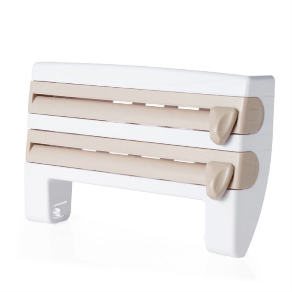 

Kitchen Belt Cut Plastic Wrap Towel Rack, Light khaki