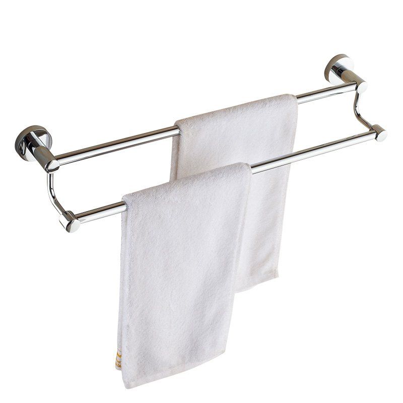 

Bathroom Storage Rack Stainless Steel Towel Holder Double Poles, Platinum