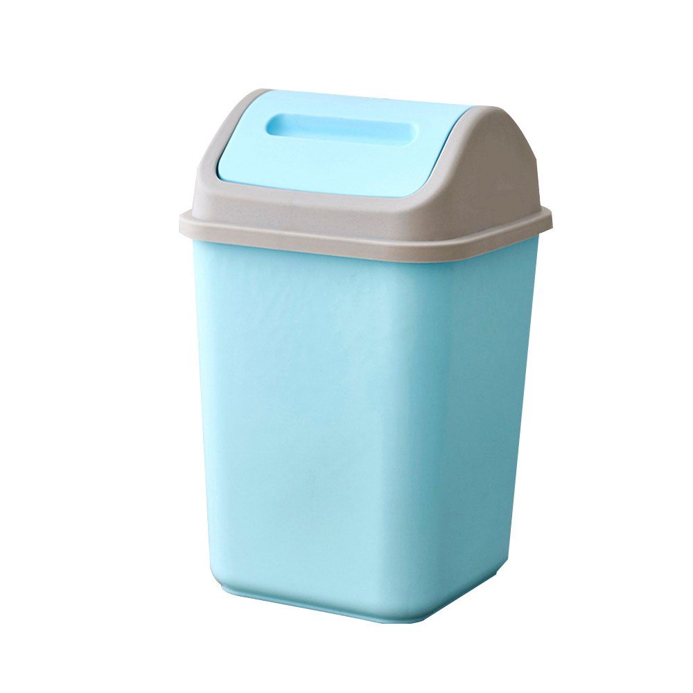 

12L Fashion Flap Cover Trash Can, Day sky blue