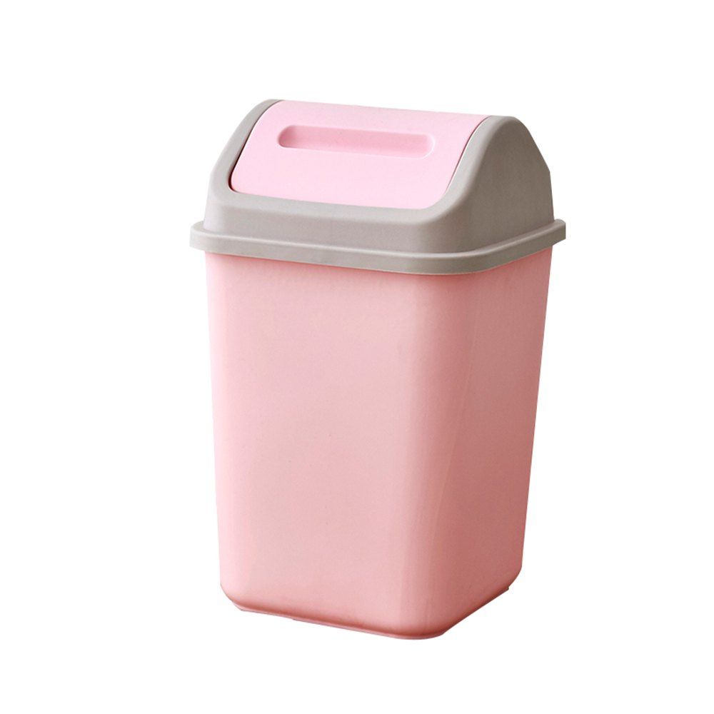 

12L Fashion Flap Cover Trash Can, Pink