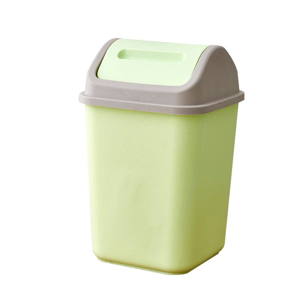 

12L Fashion Flap Cover Trash Can, Tea green