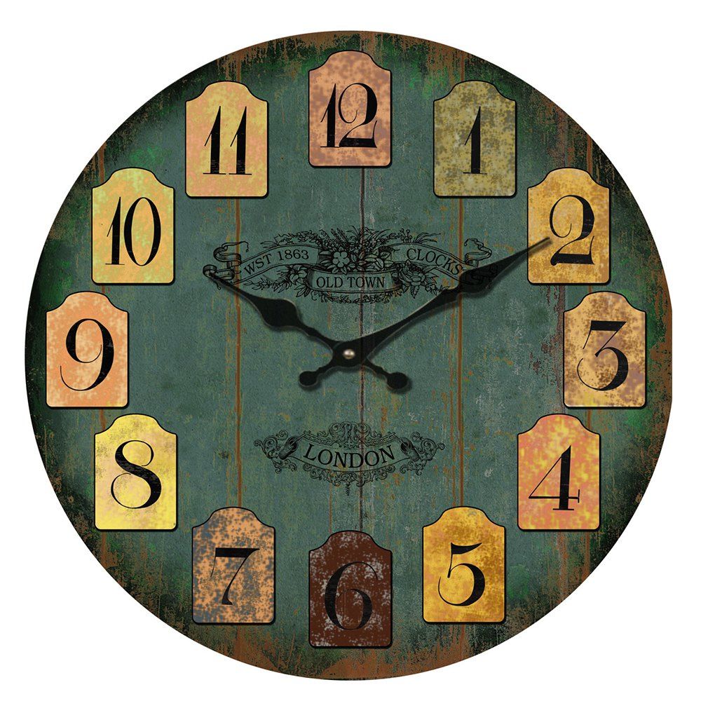 

Retro Creative Wooden Wall Clock, Forest green