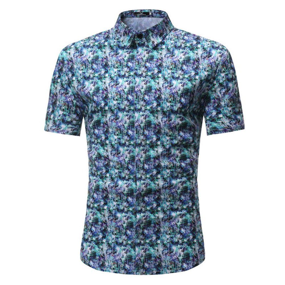

Summer New Men's Casual Short-Sleeved Star Shirt, Blue