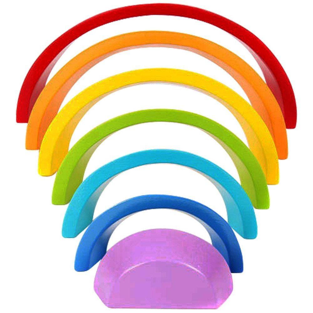 

Wooden Rainbow Stacking Game Learning Toy Geometry Building Blocks Educational Gift, Multi-a