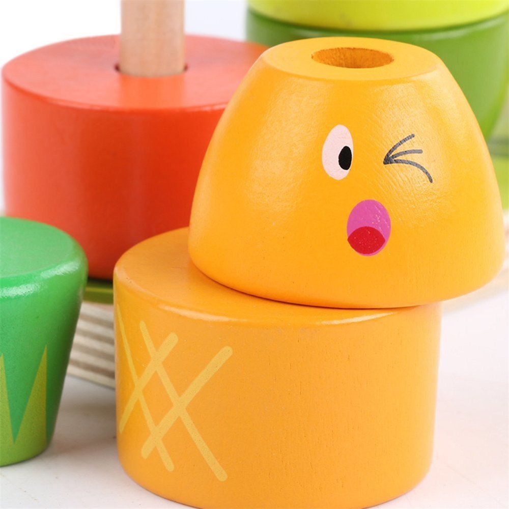 

Wooden Fruit Shape Color Sorter Stacking Block Educational Toy for Baby Toddlers, Multi-a