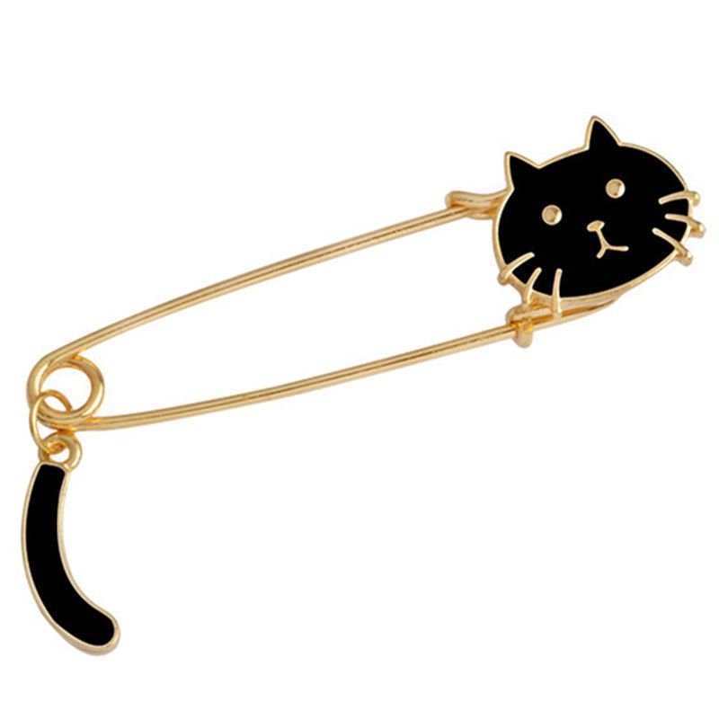 

Fashion Creativity Personality Cute Creative Cat Tail Brooch Big Pin, Black