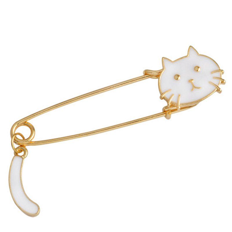 

Fashion Creativity Personality Cute Creative Cat Tail Brooch Big Pin, White