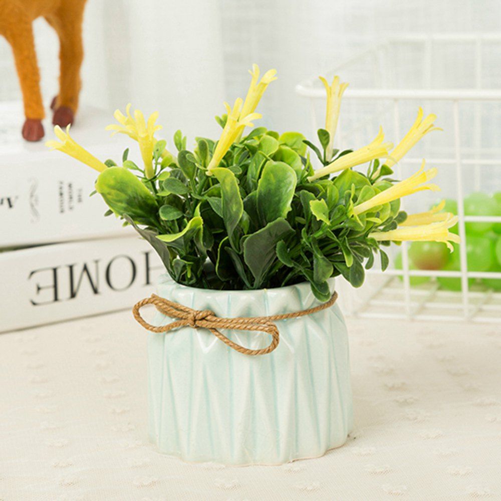 

WX-B26 Pastoral Home Decoration Ornament Morning Glory Potted Plant, Yellow