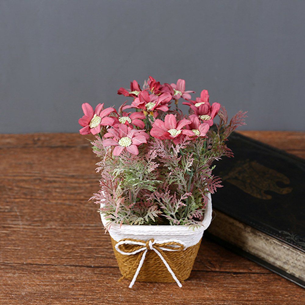 

WX-C32 Rope Woven Square Bowl Persian Potted Plant, Red