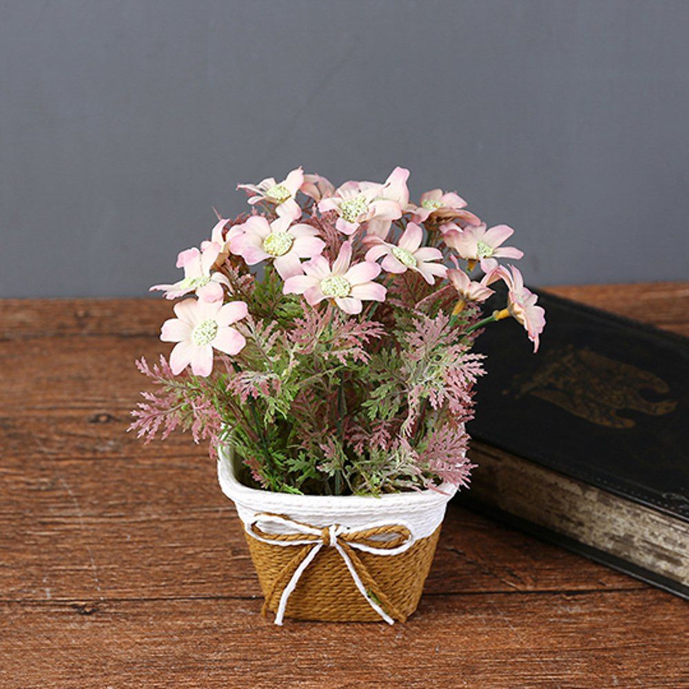 

WX-C32 Rope Woven Square Bowl Persian Potted Plant, Pink