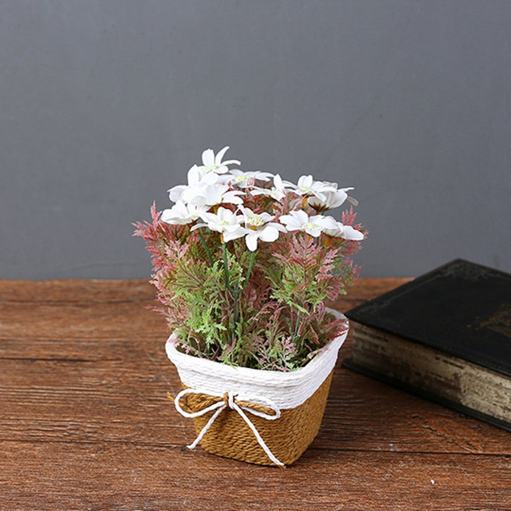 

WX-C32 Rope Woven Square Bowl Persian Potted Plant, White