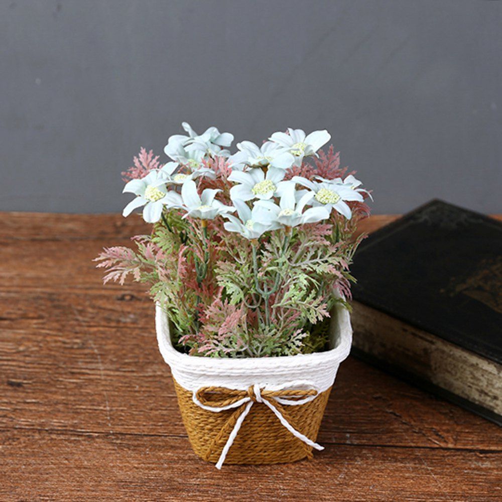 

WX-C32 Rope Woven Square Bowl Persian Potted Plant, Blue