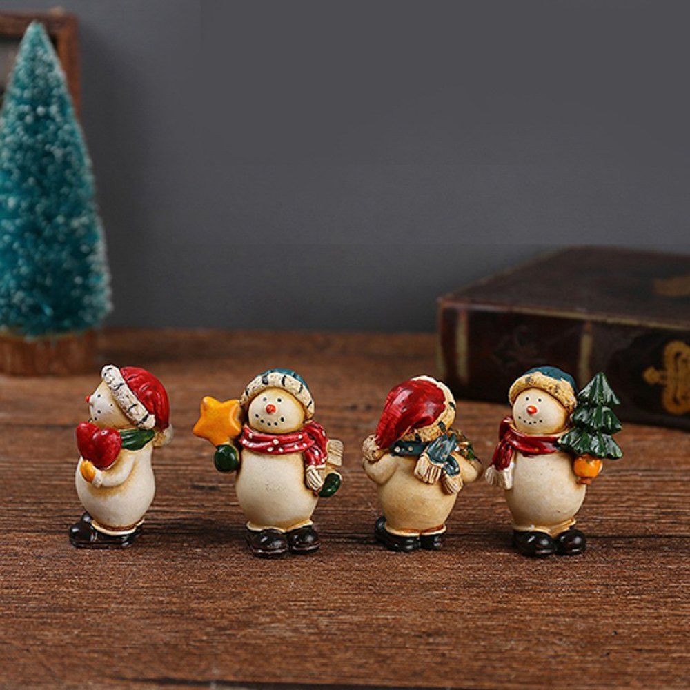 

WX-SD-6 Resin Christmas Snowman 4pcs Decoration Ornament, White