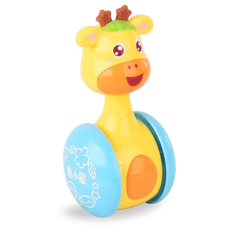 

Cartoon Giraffe Tumbler Doll Roly-poly Baby Toy Funny Rattles Ring Bell Kid Gift, Yellow