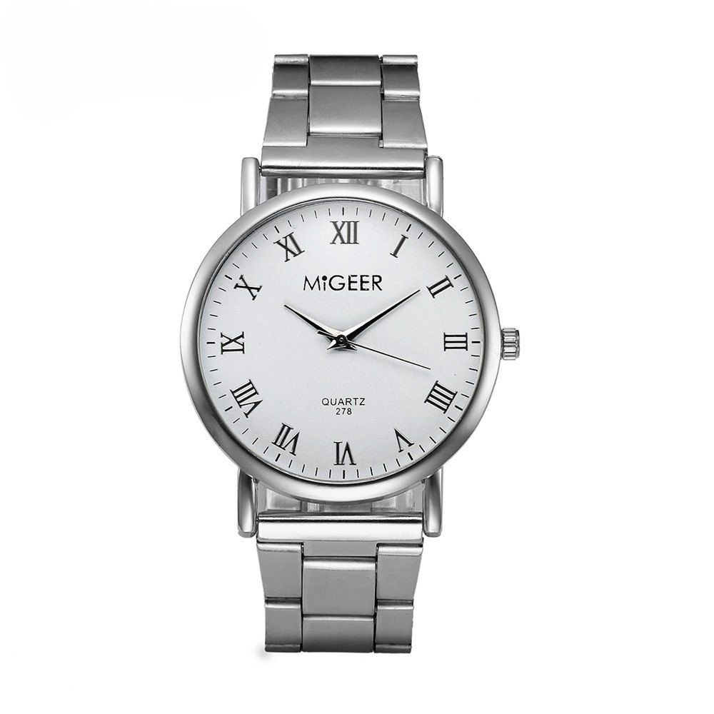 

Migeer Fashion Luxury Stainless Steel Quartz Gift Business Army Watch, White