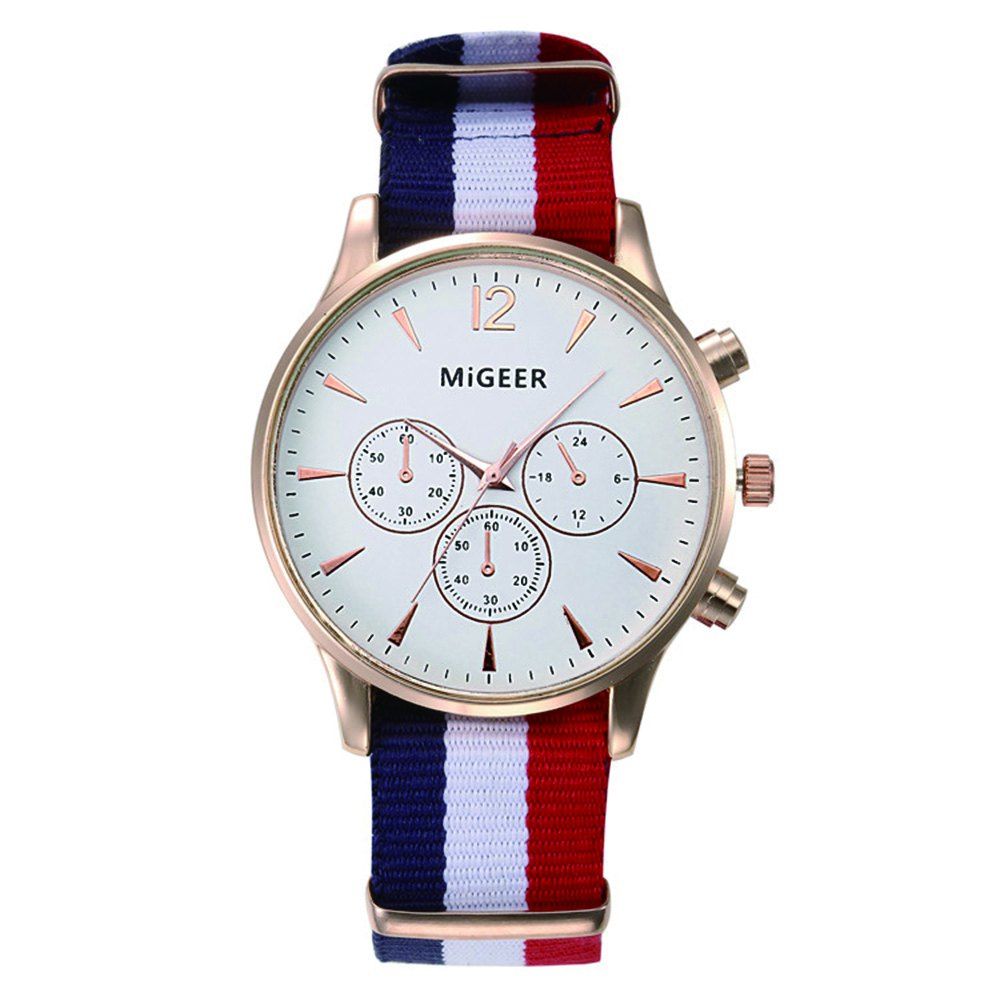 

MiGEER Mens Fashion Canvas Analog Quartz Watch, Milk white