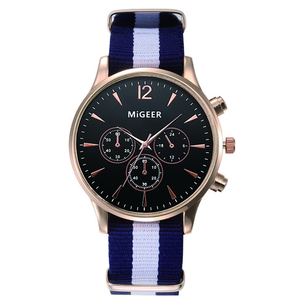 

MiGEER Mens Fashion Canvas Analog Quartz Watch, Night