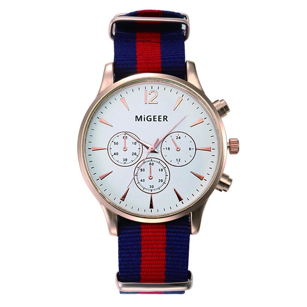 

MiGEER Mens Fashion Canvas Analog Quartz Watch, Blue lotus