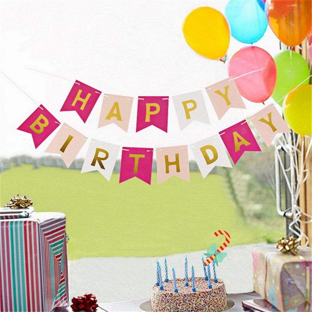 

Happy Birthday Bunting Banner, Pink