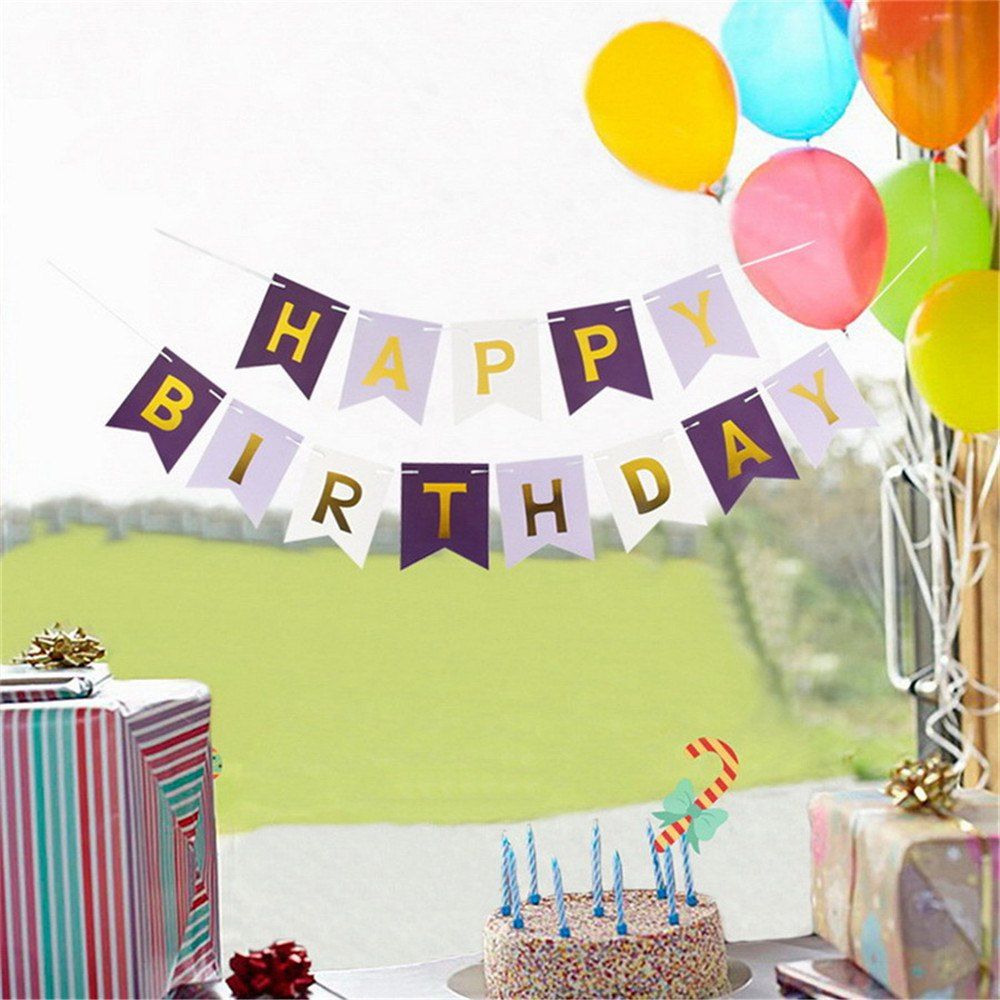 

Happy Birthday Bunting Banner, Purple
