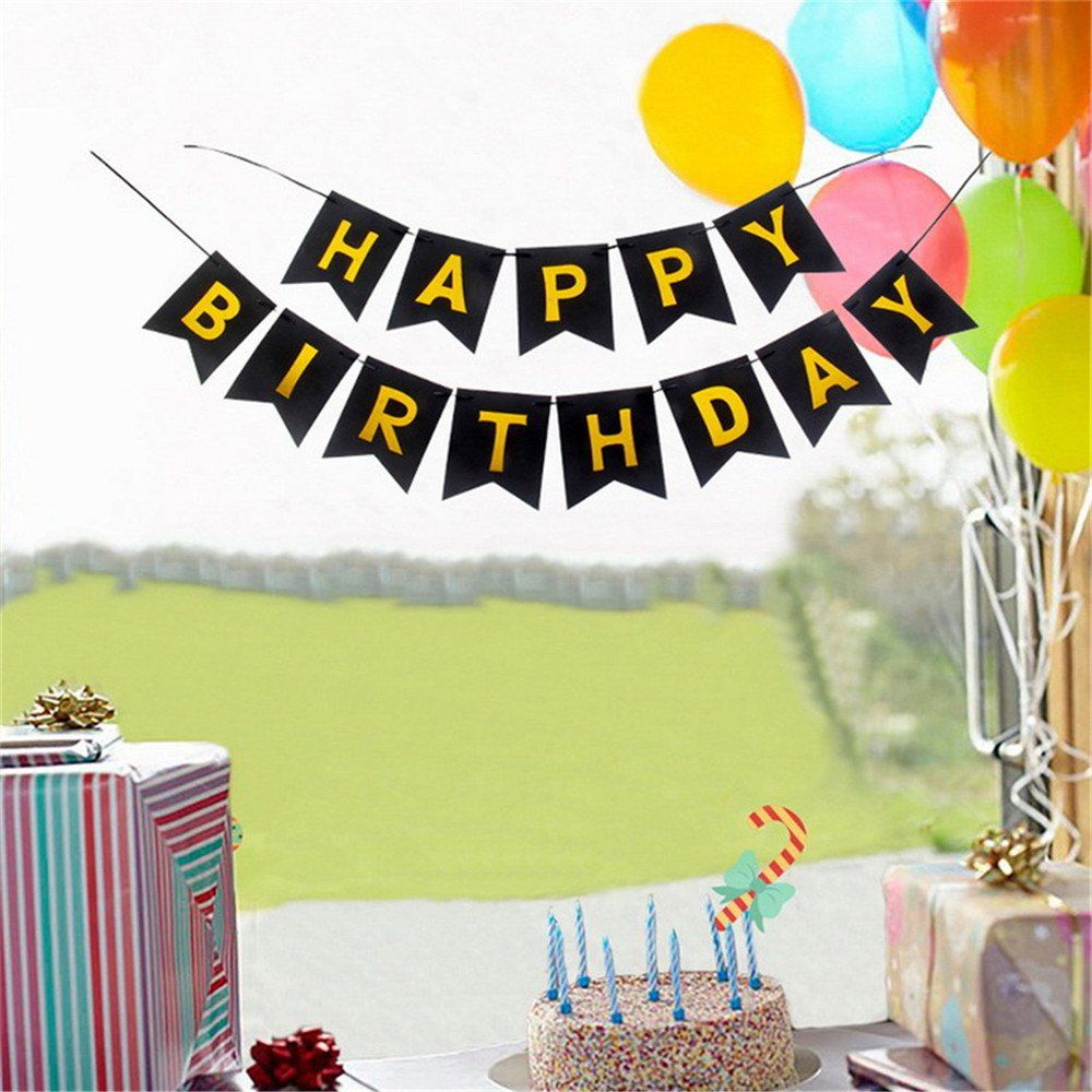 

Happy Birthday Bunting Banner, Black