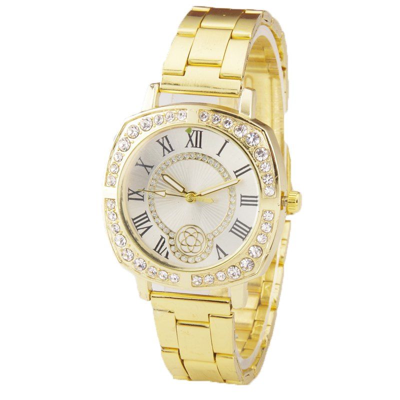 

Pure Color Artificial Diamond Encrusted Women Watch, Gold